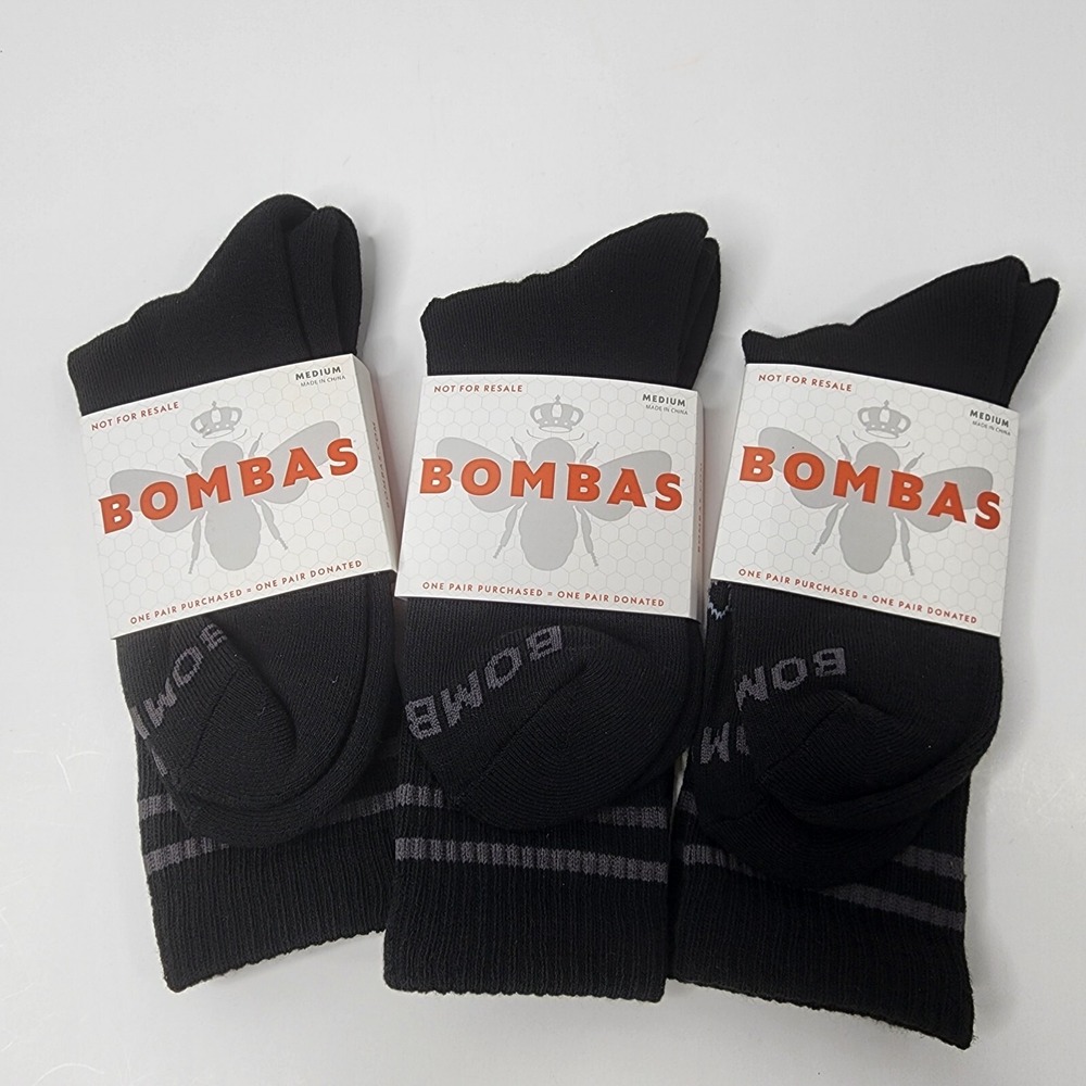 Bombas Sz M Calf Crew Socks 3 Pairs NEW Bee Better Men's 6 - 9 Women's 7-11 1/2